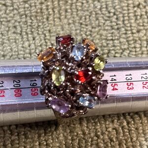 925 Sterling Silver Gemstones Ring Garnet,Blue Topaz,Amethyst, Citrine, Peridot